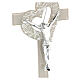 Crucifix verre de Murano coeur ajouré taupe 35x20 cm s2