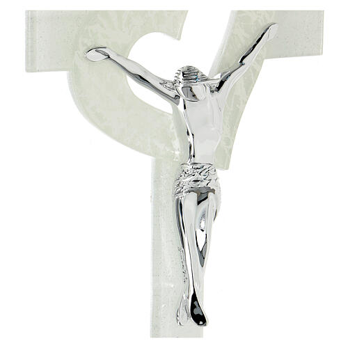 White Heart crucifix, Murano glass, 13.5x8 in 2