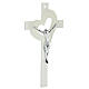 Stylized white heart Murano glass crucifix 35x20cm s3