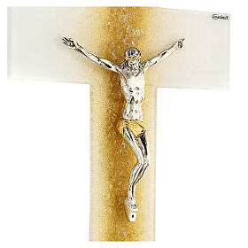 Crucifix verre de Murano blanc dégradé doré 35x25 cm