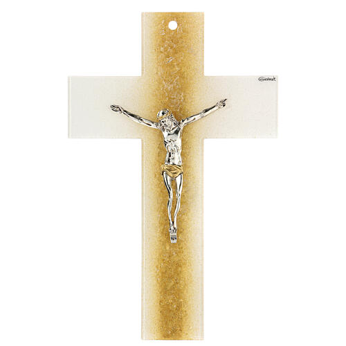 Crocifisso in vetro di Murano Graniglia oro 35x25cm 1