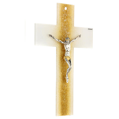 Crocifisso in vetro di Murano Graniglia oro 35x25cm 3