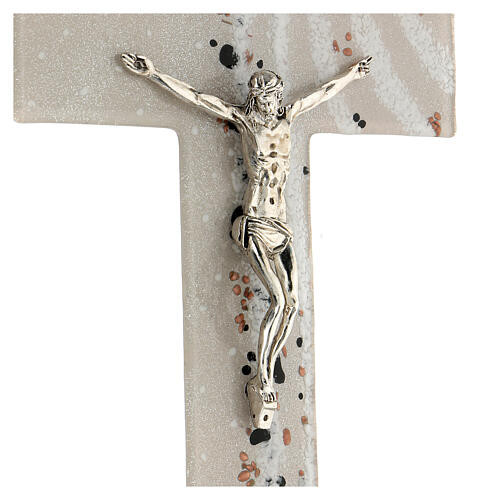 Kruzifix, Muranoglas, Taupetöne, 16x10 cm 2