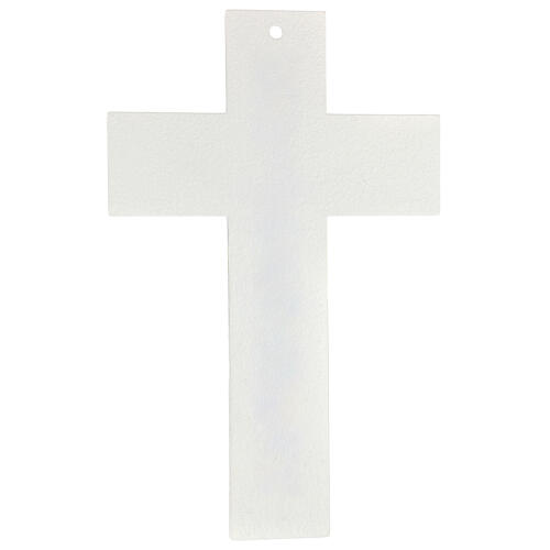 White crucifix with colourful murrine, Murano glass, 6x4 in 4