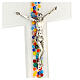 Crucifix verre de Murano blanc murrine colorés 15x10 cm s2