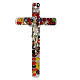 Murano glass crucifix with colourful murrine, mirror finish, 6x3.5 in s1