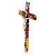 Murano glass crucifix with colourful murrine, mirror finish, 6x3.5 in s3