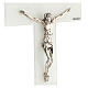 White crucifix with silver tinge, Murano glass, 6x3.5 in s2