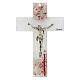Crucifixo vidro de Murano decoração cor-de-rosa lembrancinha 16x10 cm s1