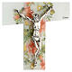 White crucifix with flowers and rhinestones, Murano glass, 6x3.5 in s2