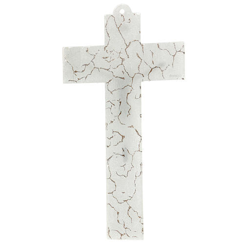 White and gold Murano glass crucifix, marble finish, 6x4 in 4