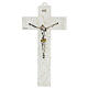 White and gold Murano glass crucifix, marble finish, 6x4 in s1