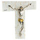 White and gold Murano glass crucifix, marble finish, 6x4 in s2