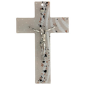 Crucifixo vidro de Murano efeito areia com pedrinhas 25x15 cm