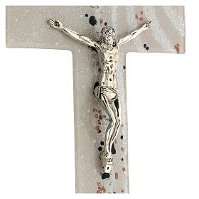 Crucifixo vidro de Murano efeito areia com pedrinhas 25x15 cm