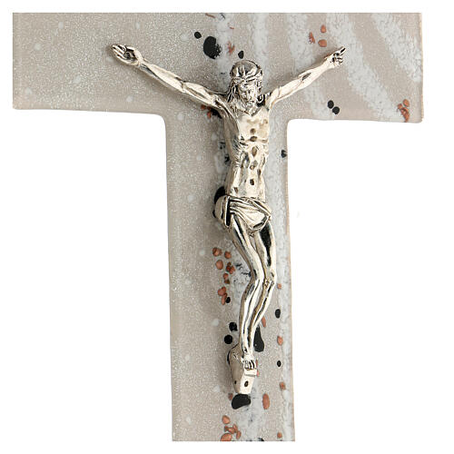 Crucifixo vidro de Murano efeito areia com pedrinhas 25x15 cm 2