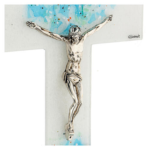 Crucifixo vidro de Murano Aquarium decoração efeito água 25x15 cm 2