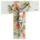 White crucifix with flowers and rhinestones, Murano glass, 10x6 in s2