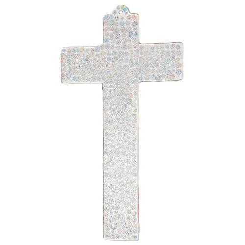 Murano glass crucifix with colourful murrine, mirror finish, 13.5x7 in 4