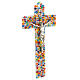 Murano glass crucifix with colourful murrine, mirror finish, 13.5x7 in s3
