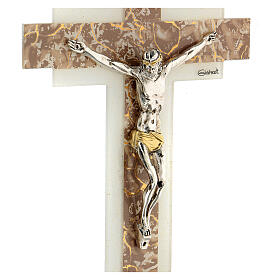Crucifixo vidro de Murano efeito mármore colorido 25x15 cm