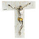 White and gold Murano glass crucifix, marble finish, 10x5.5 in s2