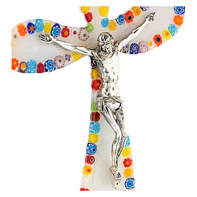Millefiori crucifix with colourful murrine, Murano glass, 13.5x8 in