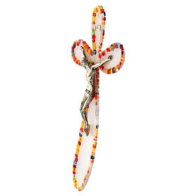 Crucifix arrondi irrégulier verre de Murano murrine colorées 35x20 cm