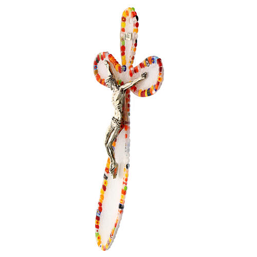 Crucifix arrondi irrégulier verre de Murano murrine colorées 35x20 cm 2