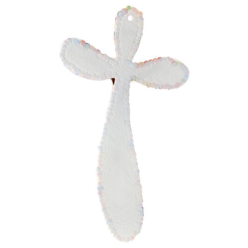 Crucifix arrondi irrégulier verre de Murano murrine colorées 35x20 cm 3