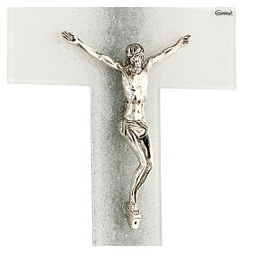 Crucifixo vidro de Murano decoração prateada 34x22 cm