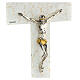 Crucifix verre de Murano effet marbre blanc or avec pierres 35x20 cm s2