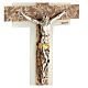 Kruzifix, Muranoglas, Weiß/Taupetöne, Marmoreffekt, 16x8 cm s2