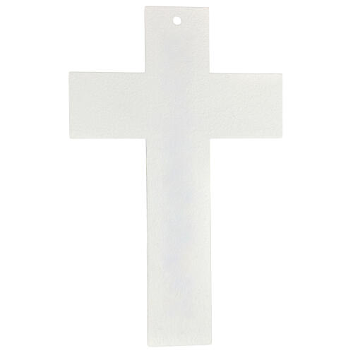 Crucifix verre de Murano blanc murrine colorés 35x20 cm 4