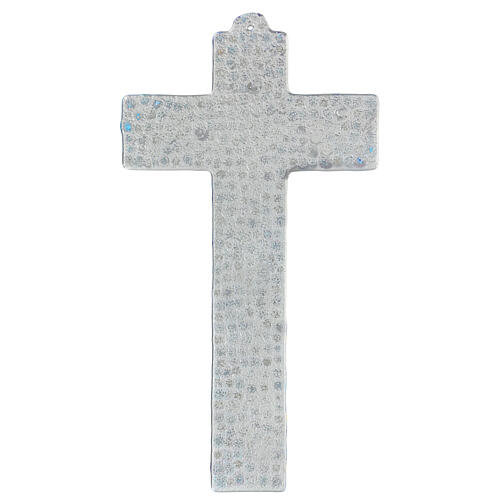 Crucifix en verre de Murano murrine bleues effet miroir 35x20 cm 4