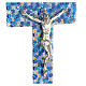 Crucifix en verre de Murano murrine bleues effet miroir 35x20 cm s2