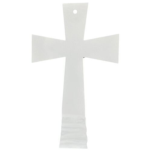 Crucifixo vidro de Murano branco efeito ondulado 34x20 cm 4