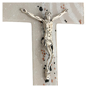 Crucifijo de vidrio de Murano hoja plata hielo 35x20 cm