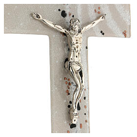 Crucifixo vidro de Murano estilo areia com pedrinhas 35x20 cm