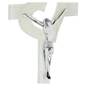 Crucifix verre de Murano coeur ajouré blanc 25x15 cm