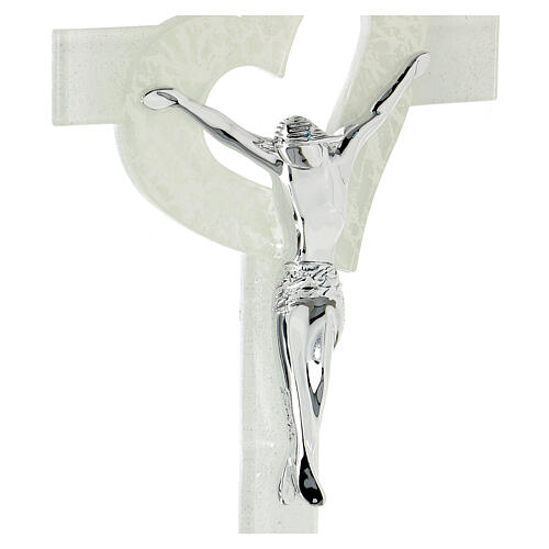 Murano glass crucifix with white heart 25x15 cm 2