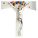 Bell-mouthed silver crucifix with colourful murrine, Murano glass, 13.5x8 in s2
