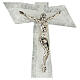 Modern crucifix with diagonal edges, silver Murano glass, 13.5x9 in s2