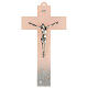 Pink crucifix with silver tinge, Murano glass, 7x3.5 in s1