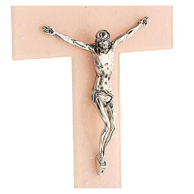 Crucifix verre de Murano dégradé rose-gris 18x10 cm