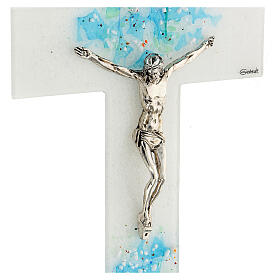 Crucifixo vidro de Murano Aquarium decoração efeito água 35x20 cm