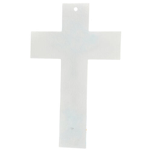 Murano glass cross crucifix white acqua 35x20 cm 4