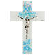 Murano glass cross crucifix white acqua 35x20 cm s1