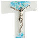 Murano glass cross crucifix white acqua 35x20 cm s2