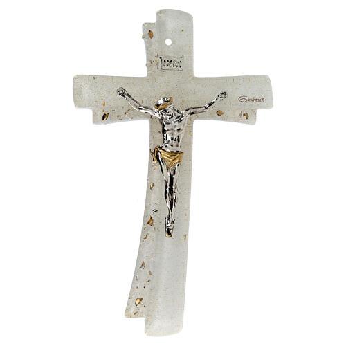 Murano glass crucifix, 6 in, gold and strass 1